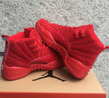 2017 Air Jordan 12 GS Red Suede Shoes